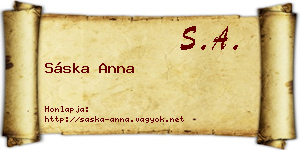 Sáska Anna névjegykártya